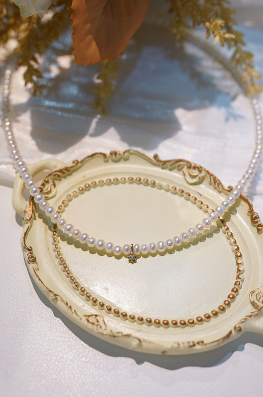 Little Diamond Freshwater Pearl Full Strand Necklace