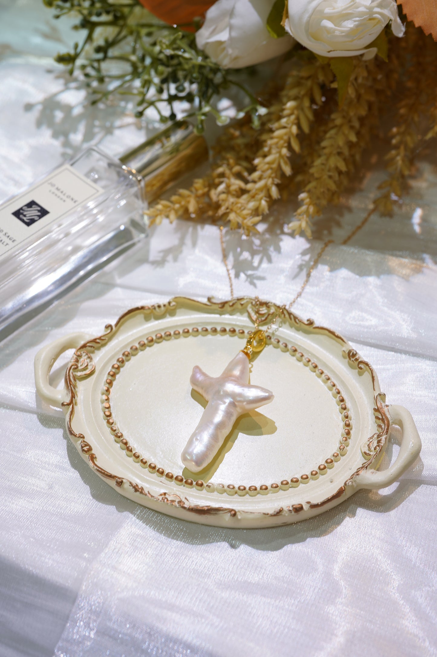 Cross Baroque Freshwater Pearl Necklace
