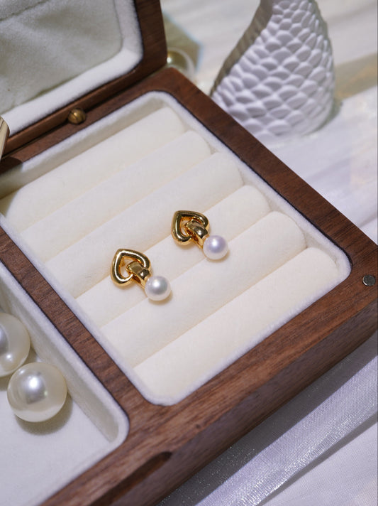 Big Heart Freshwater Pearl Earrings