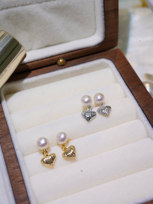 Craft Mini Heart Freshwater Pearl Earrings