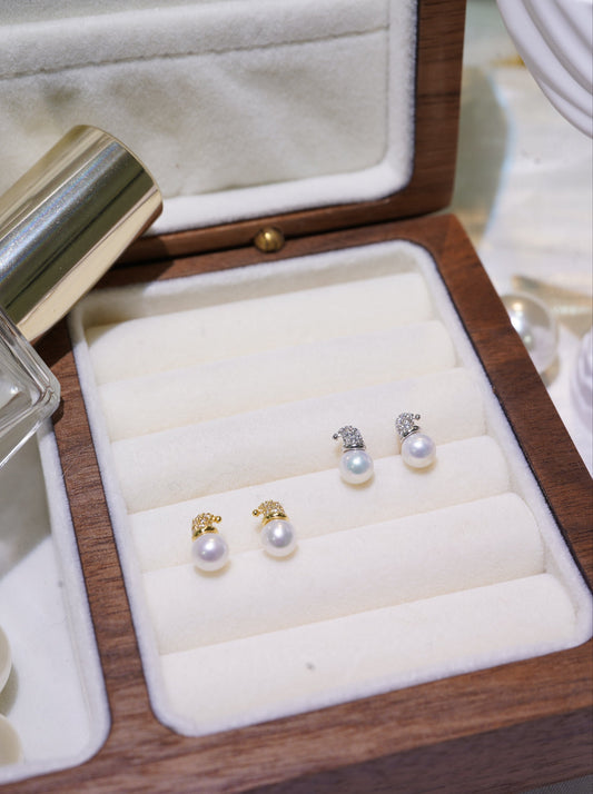 Mini Santa Hat Freshwater Pearl Earrings