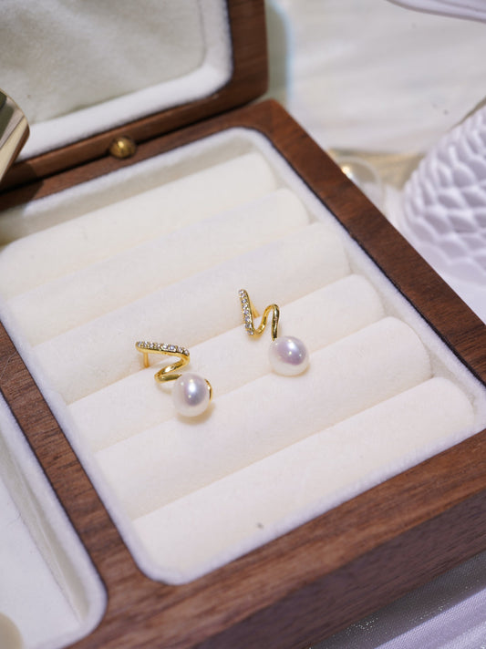 Silk Ribbon Freshwater Pearl Earrings