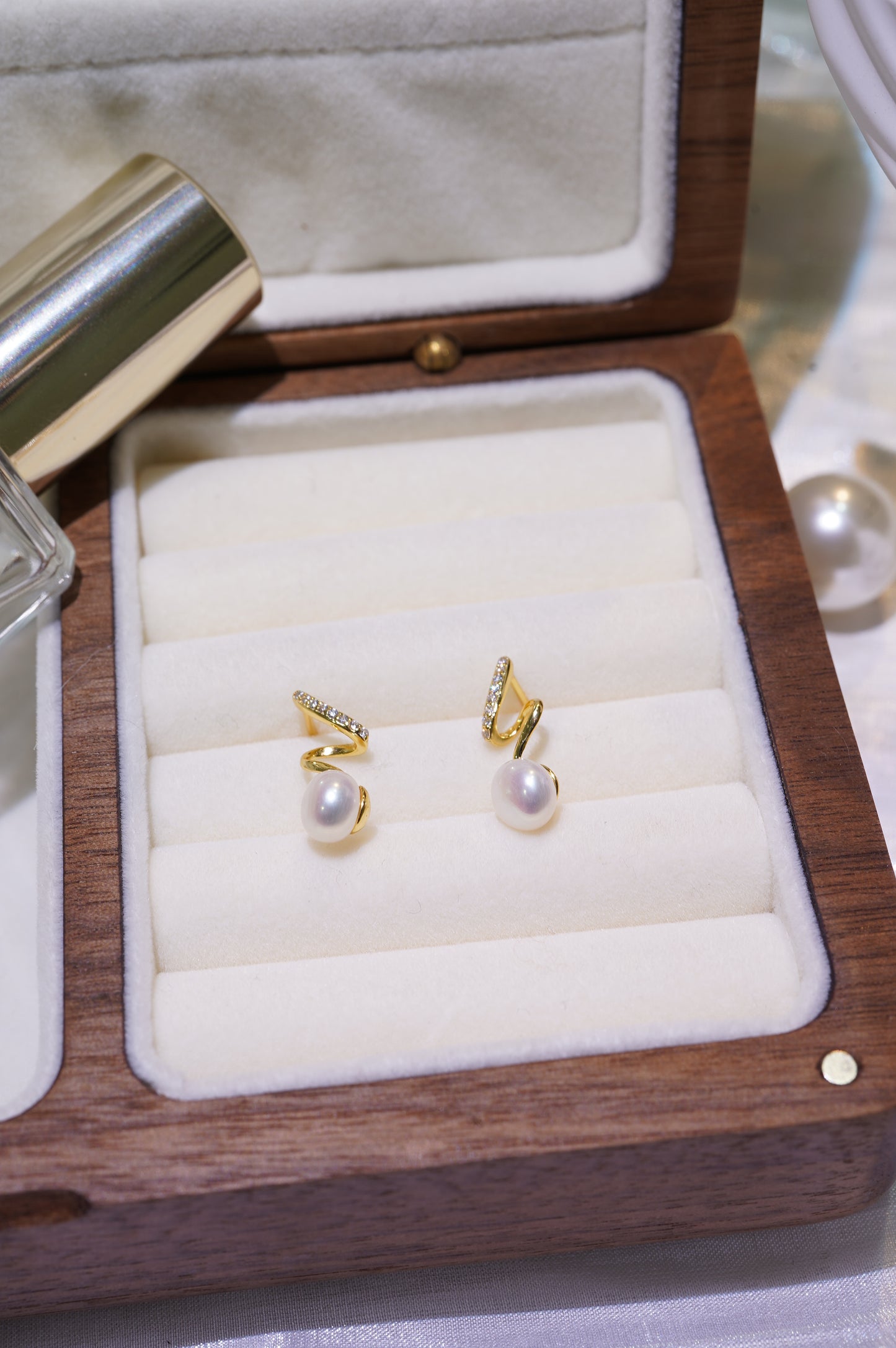 Silk Ribbon Freshwater Pearl Earrings