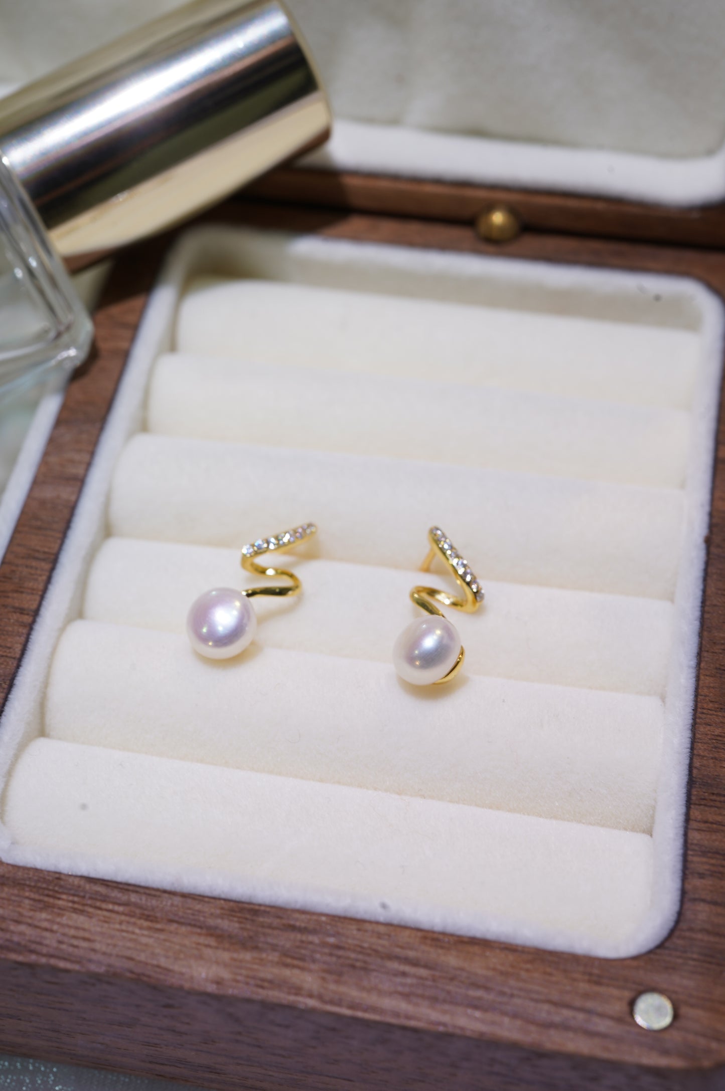 Silk Ribbon Freshwater Pearl Earrings