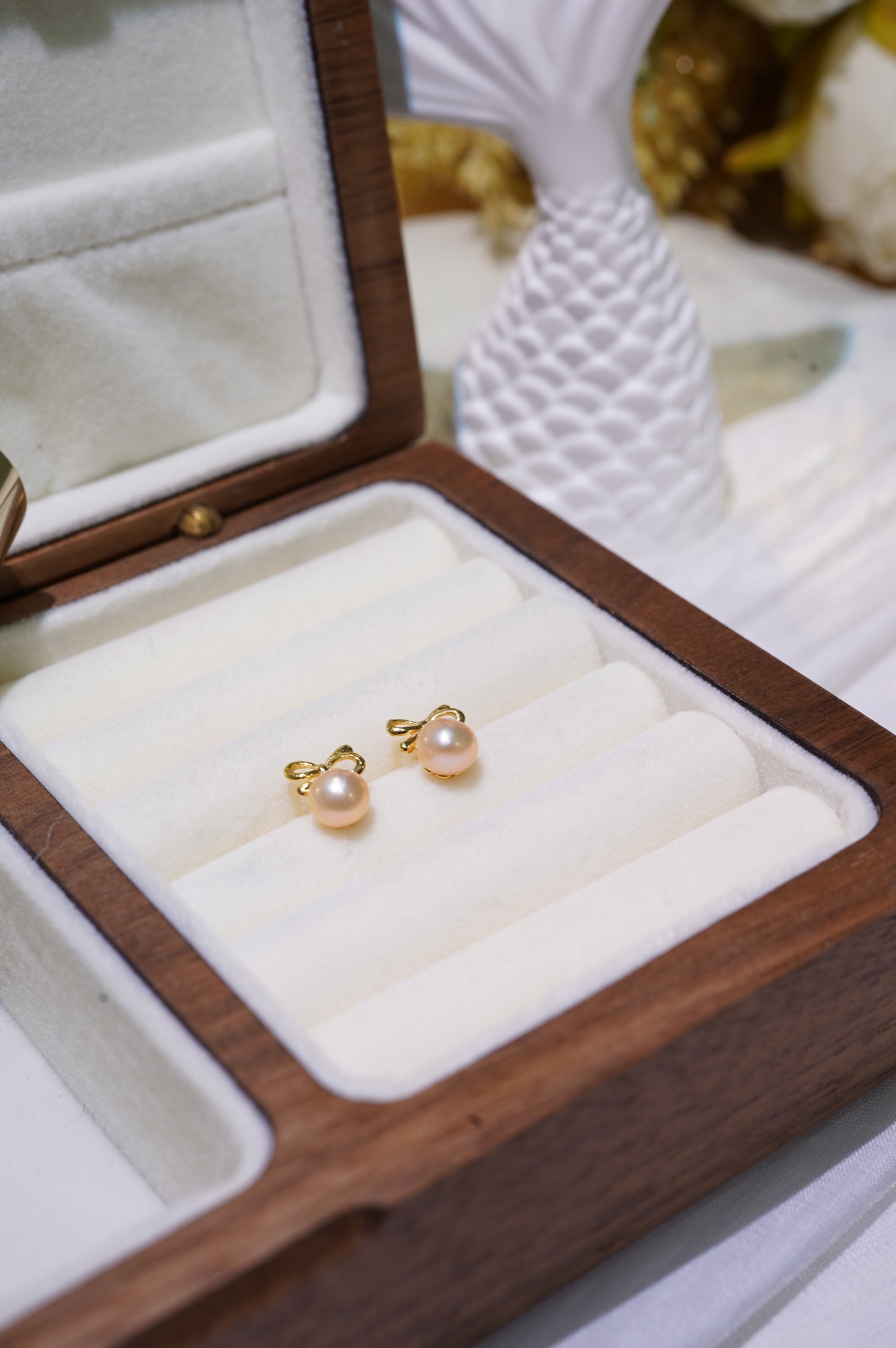 Mini Bow-tie Freshwater Pearl Earrings