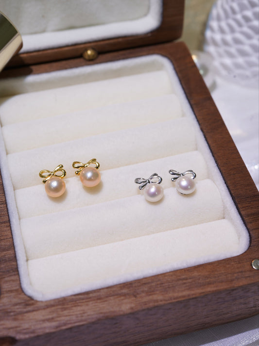 Mini Bow-tie Freshwater Pearl Earrings