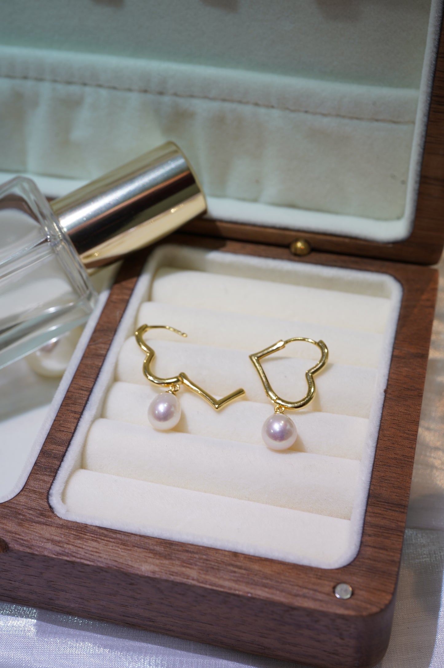 Heart Rice Freshwater Pearl Hoop Earrings