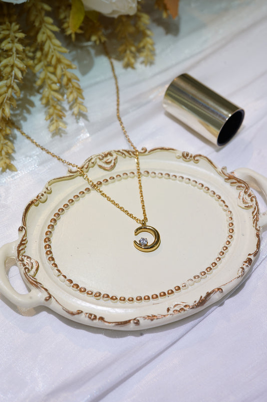 Gold Moon Diamond Necklace