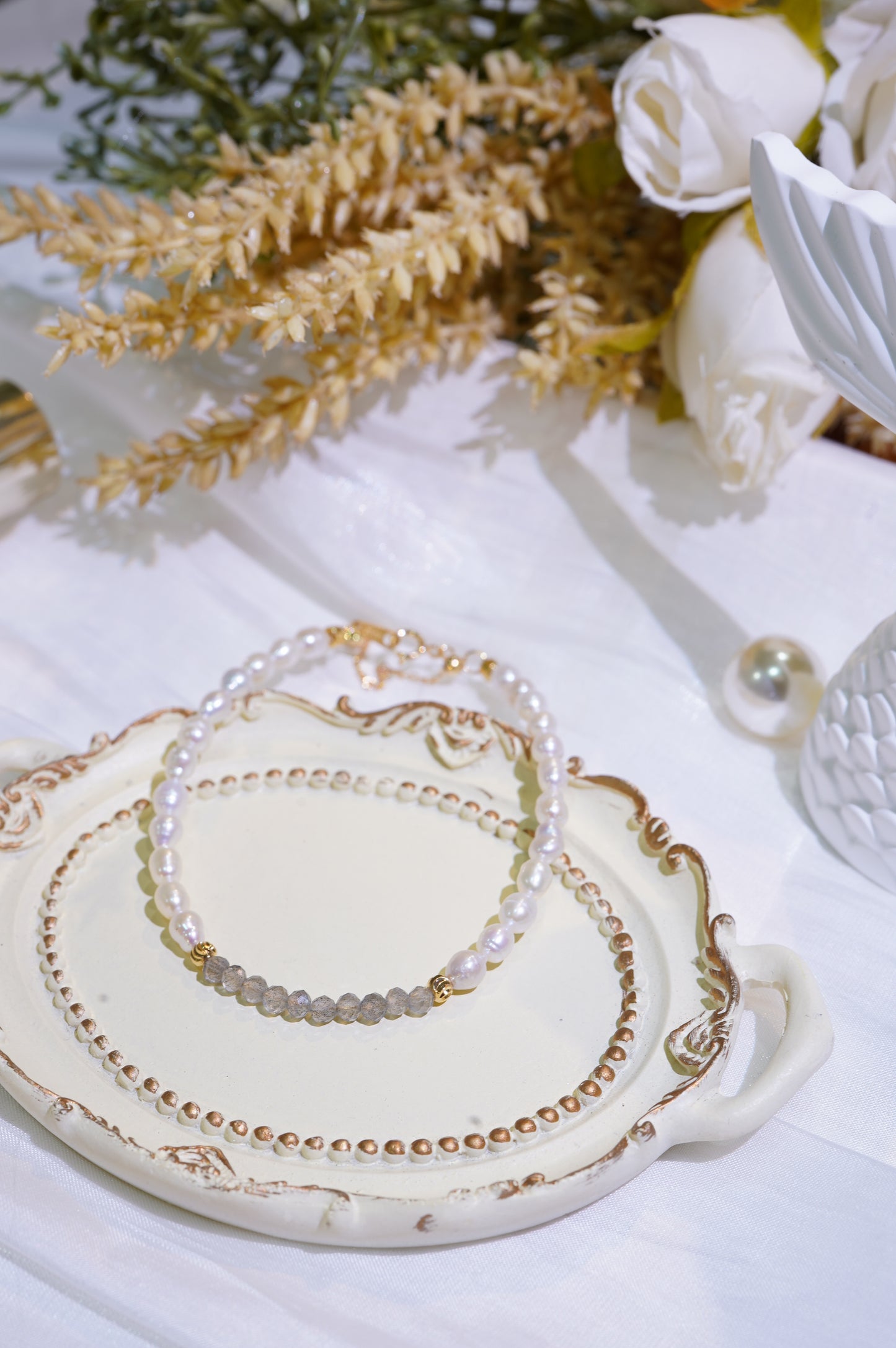 Moonstone Baby Freshwater Pearls Bracelet