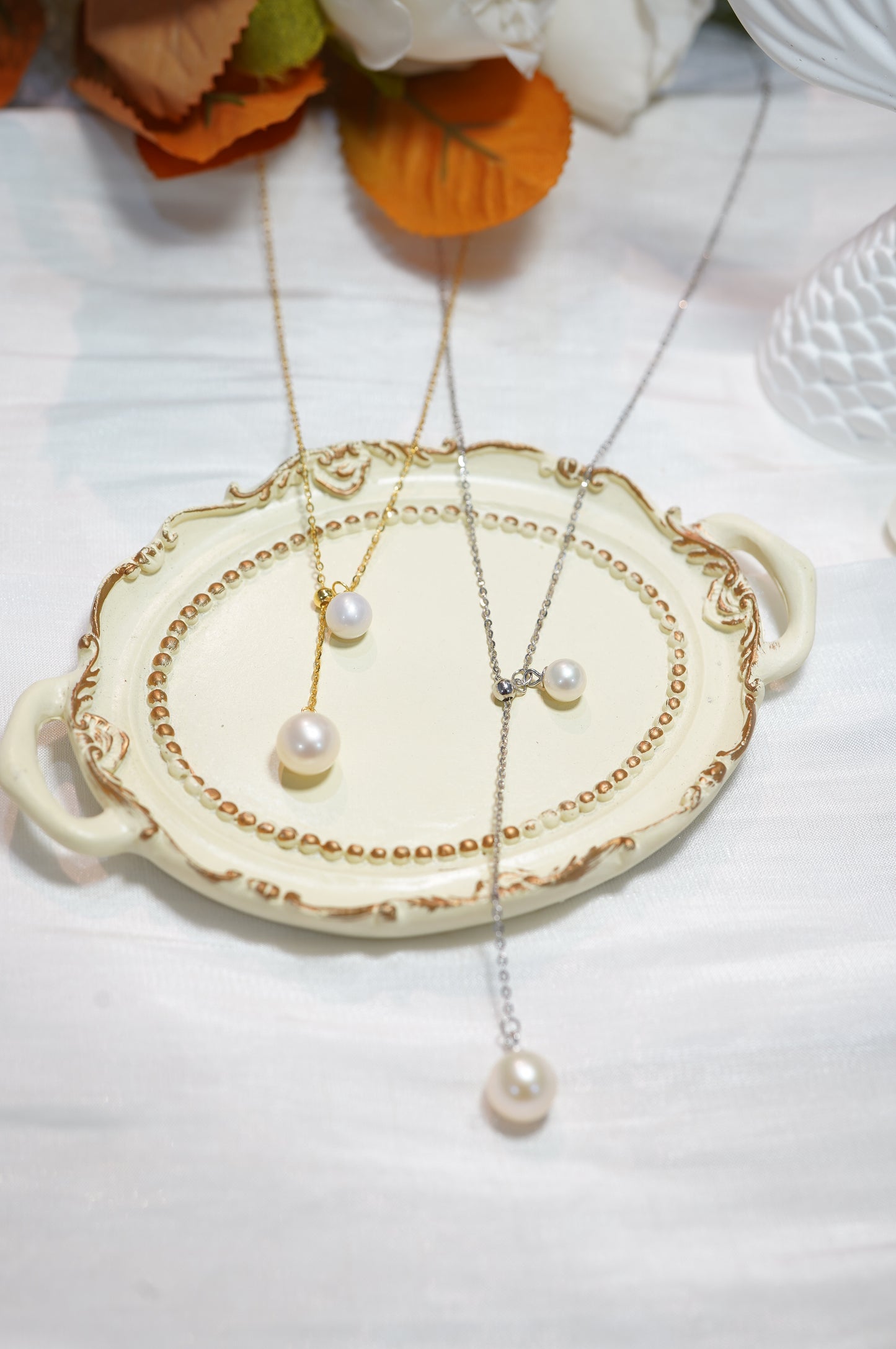 Double Bell Round Freshwater Necklace