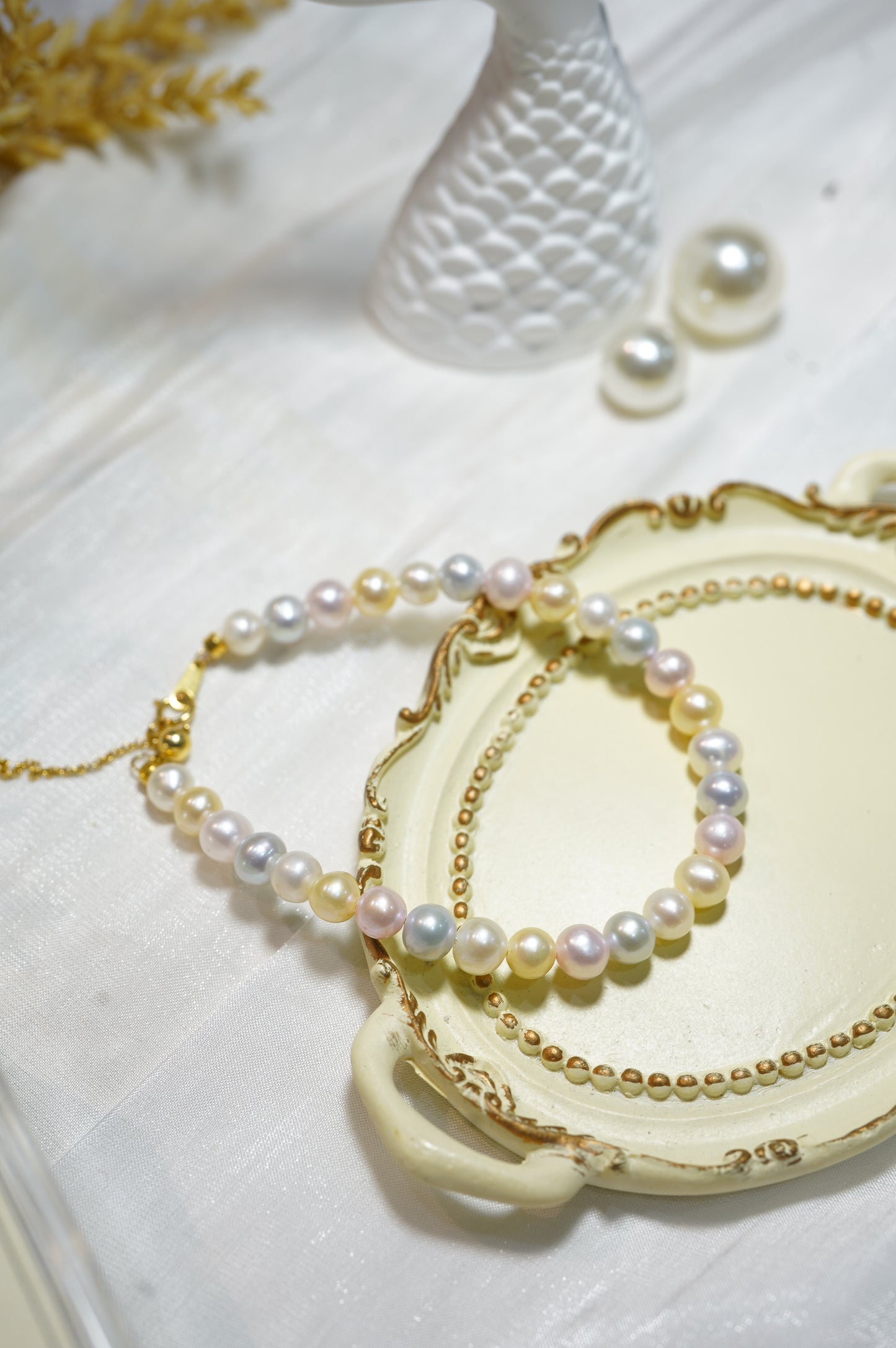 Candy Rainbow Seawater Akoya Pearls Bracelet