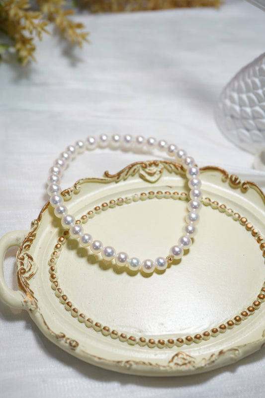 18K Gold Ball Freshwater Pearls Bracelet