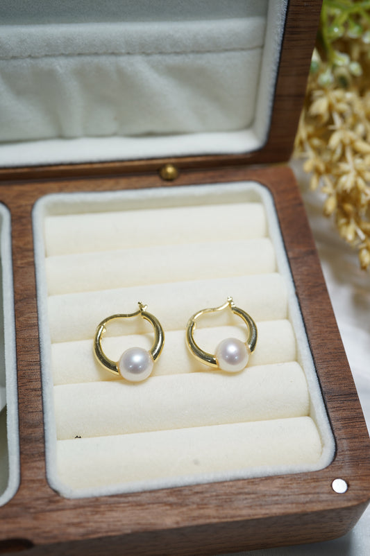 Classic Hoop Freshwater Pearl Earrings