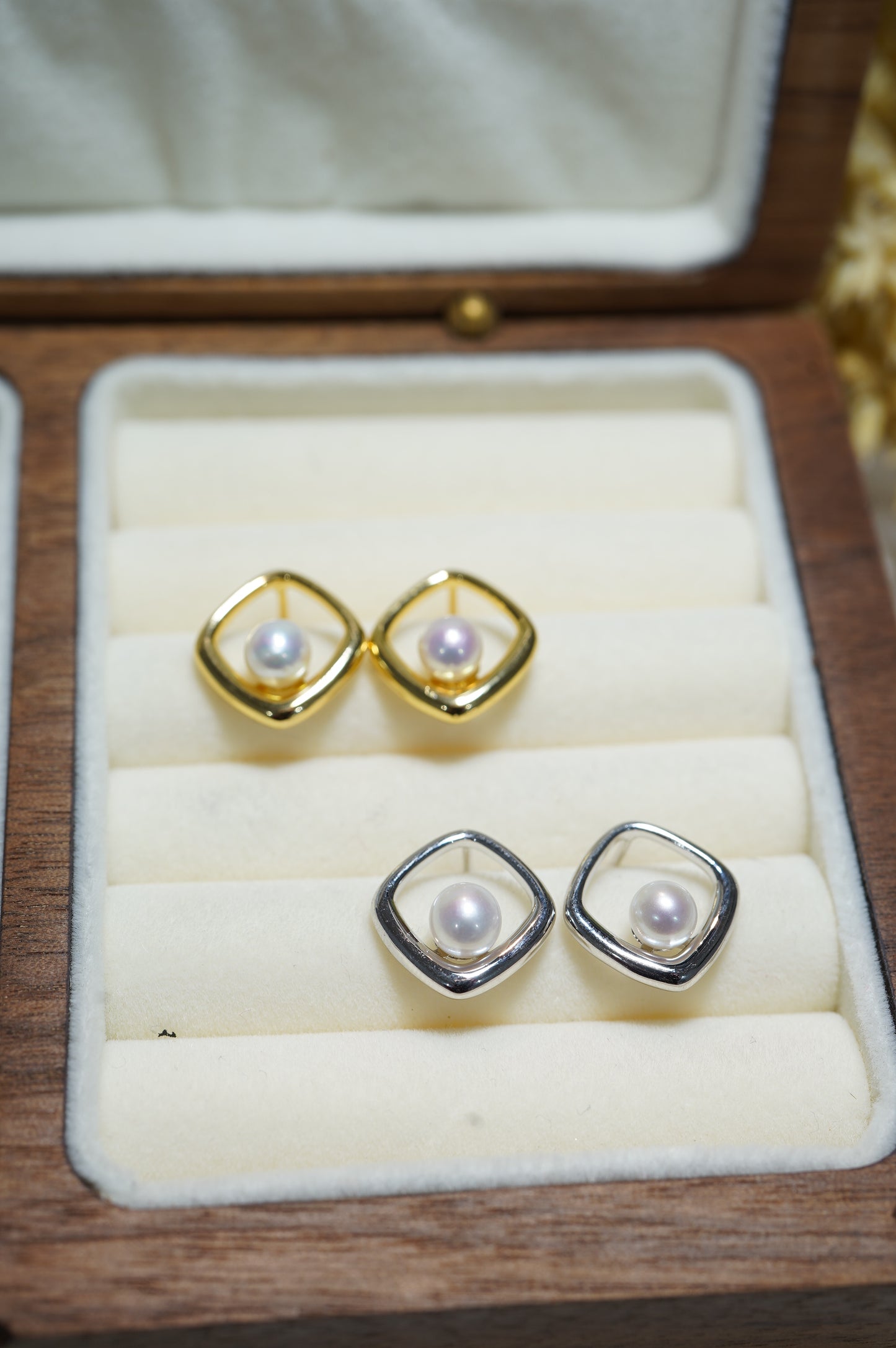 Square Window Freshwater Pearl Earrings