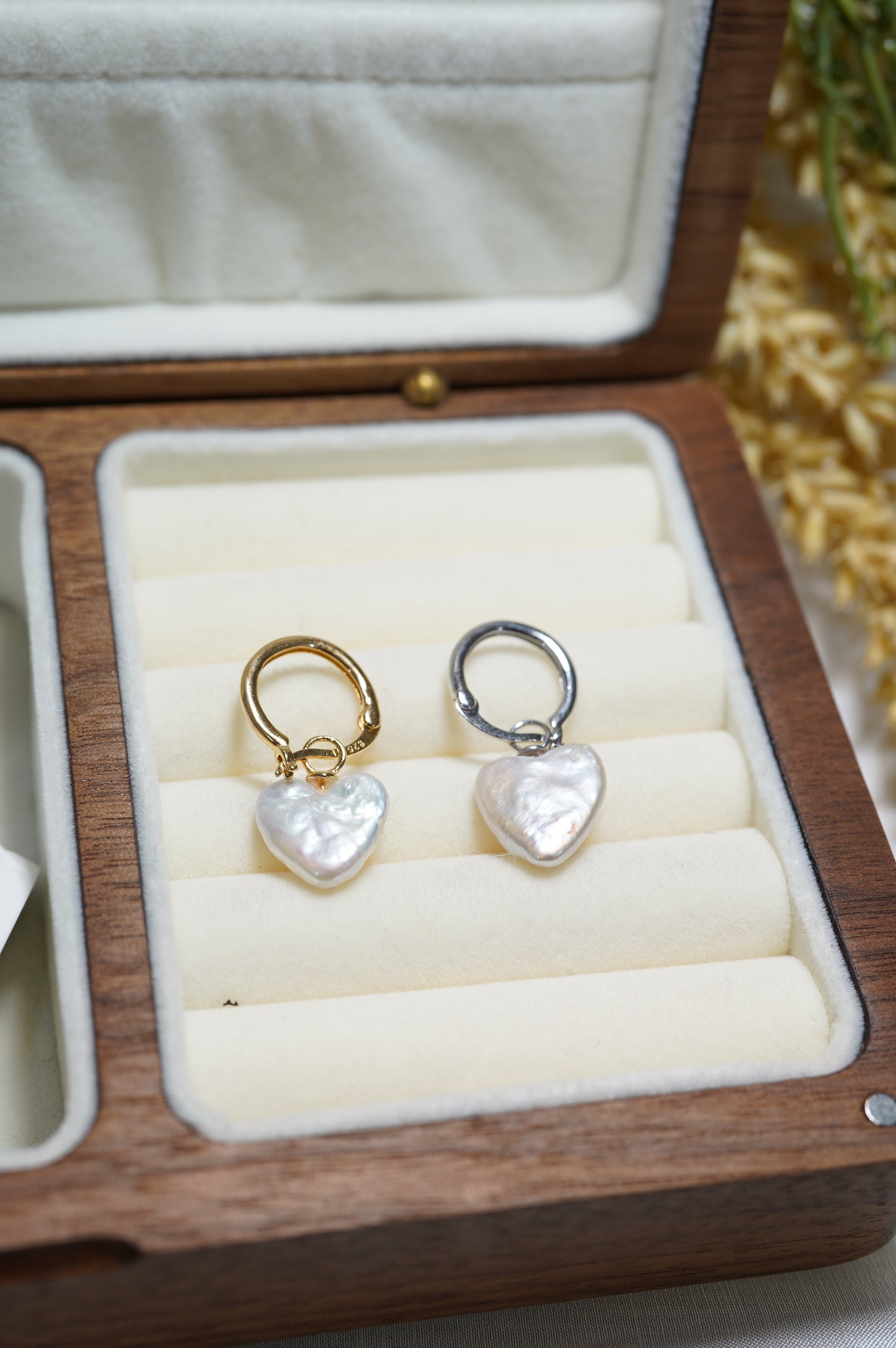 'Hoop Hearts' Freshwater Pearl Earrings