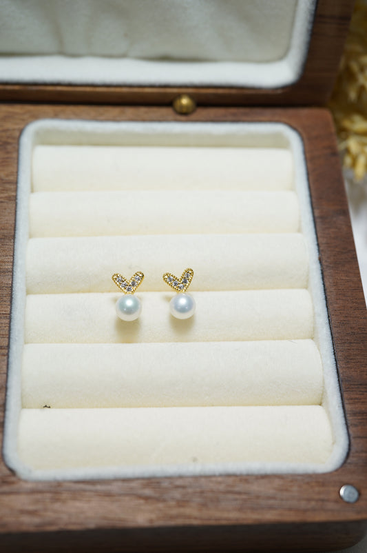 Twinkle Heart Pearl Earrings