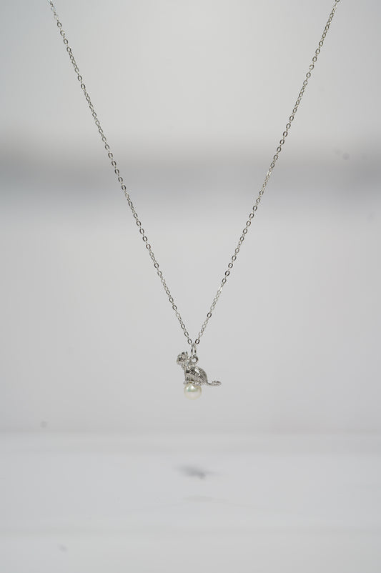 Mini Craft Cat Freshwater Pearl Necklace