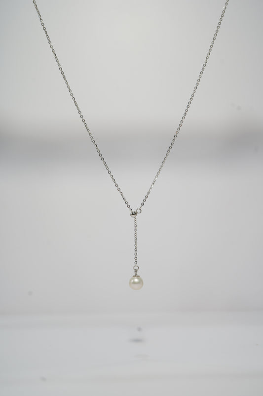 Minimalism Y-shaped Adjustable Round Freshwater Pearl Necklace