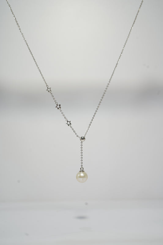 Twinkle Stars Y-shaped Adjustable Round Freshwater Pearl Necklace