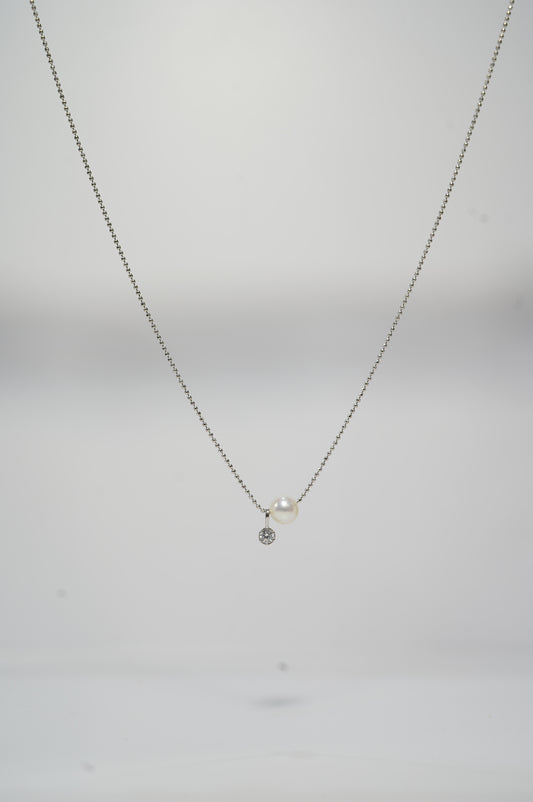Cutest Zircon Round Freshwater Pearl Necklace