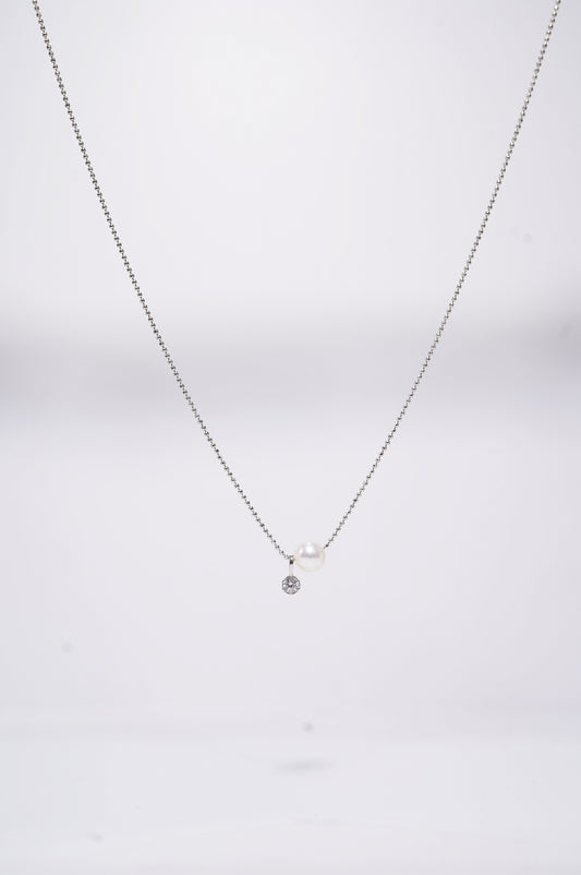 Cutest Zircon Round Freshwater Pearl Necklace