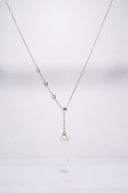 Twinkle Stars Y-shaped Adjustable Round Freshwater Pearl Necklace