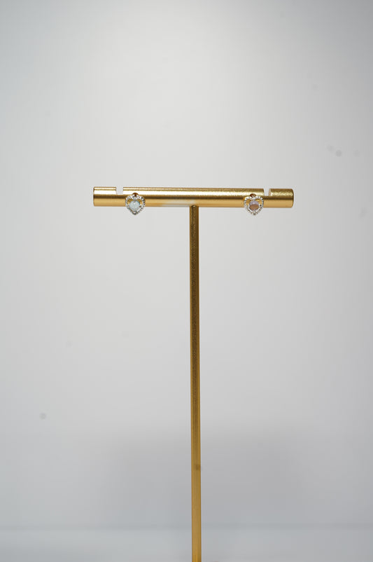 Cutie Heart Shaped Quartz Stud Earrings