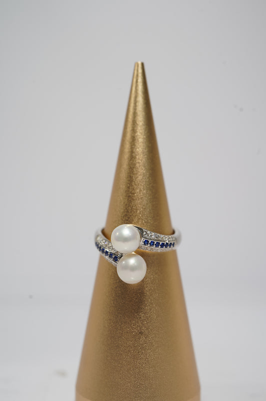 ‘Snake' Round Freshwater Pearl Ring