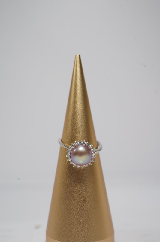 ‘Sunflower' Bun Freshwater Pearl Ring
