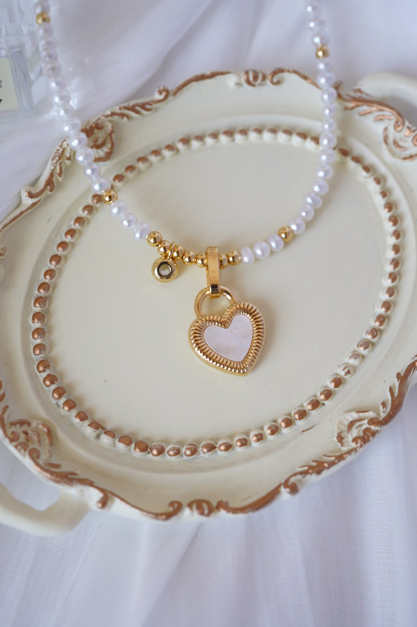 Lock-heart Freshwater Full Strand Necklace