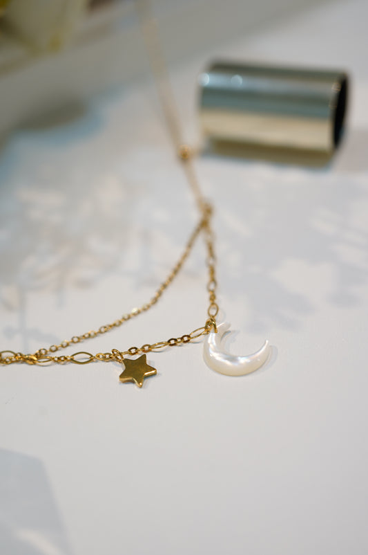 2 IN 1 Moon Mother Shell Necklace