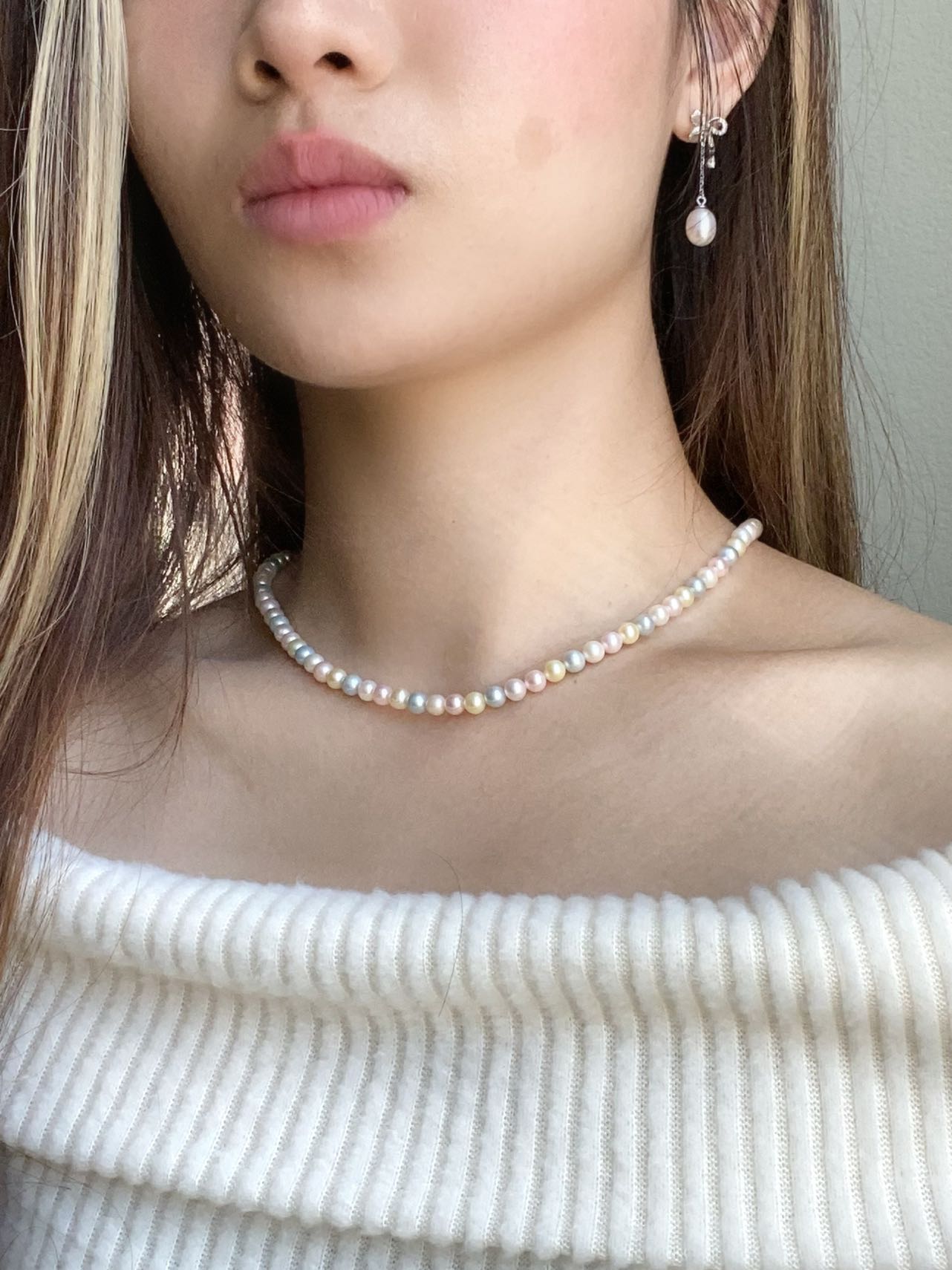 Candy Rainbow Seawater Pearls Full Strand Necklace