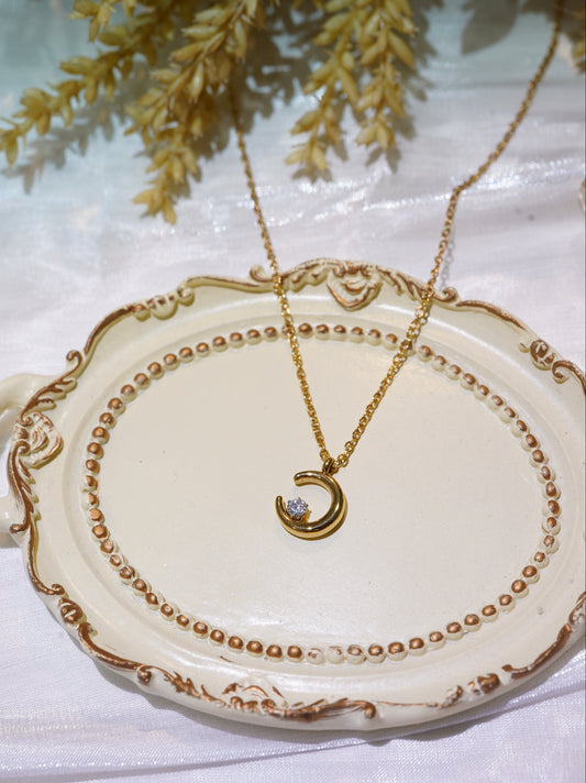 Gold Moon Diamond Necklace