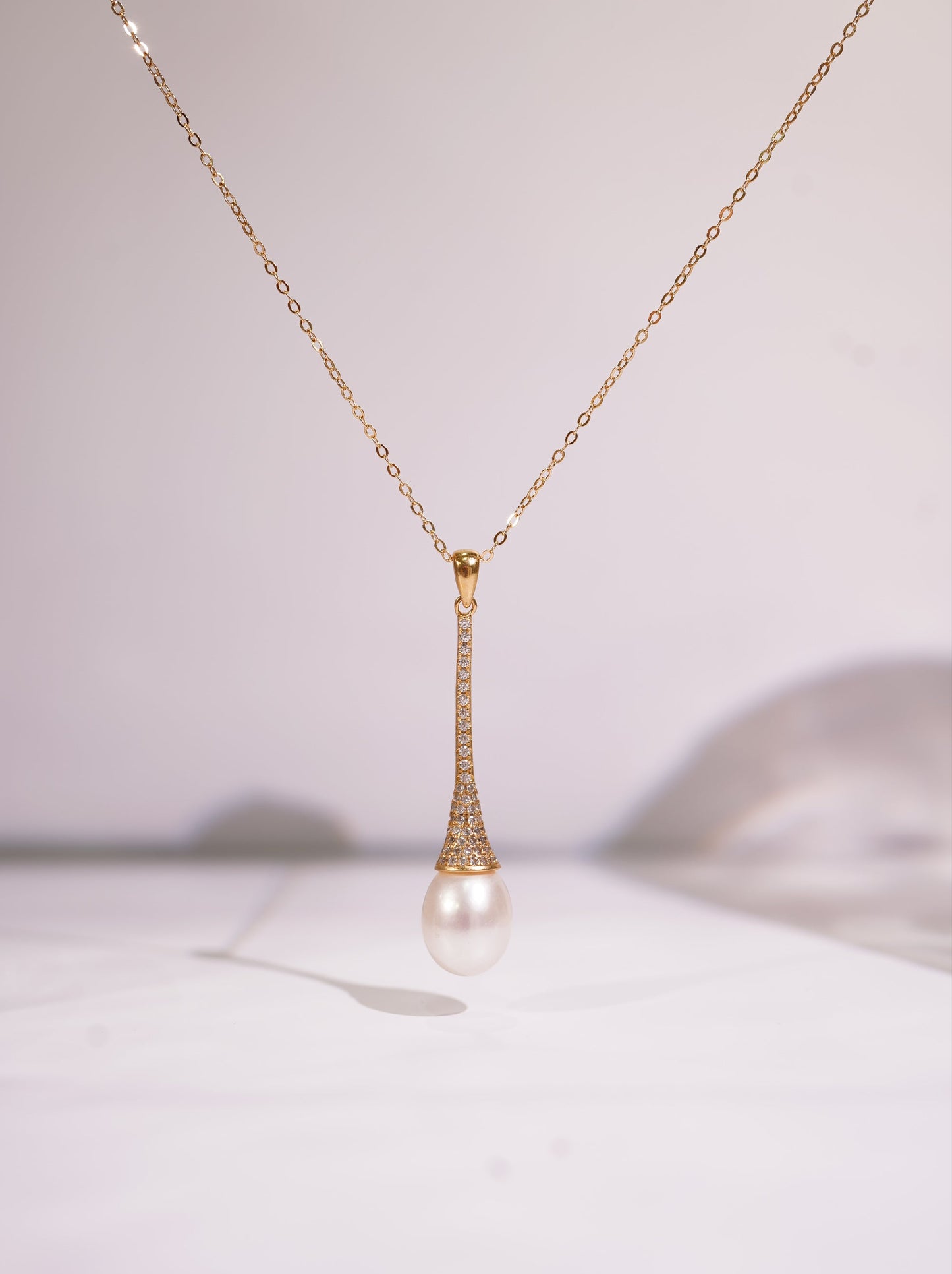 Diamond Water Drop Wedding Freshwater Pearl Necklace