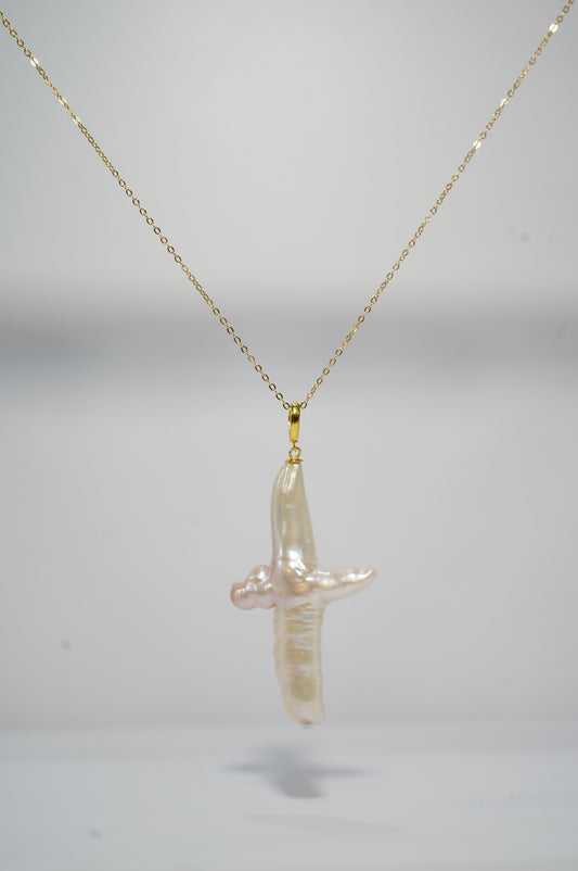 Cross Baroque Freshwater Pearl Necklace