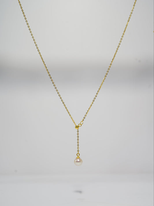 Minimalism Y-shaped Adjustable Round Freshwater Pearl Necklace