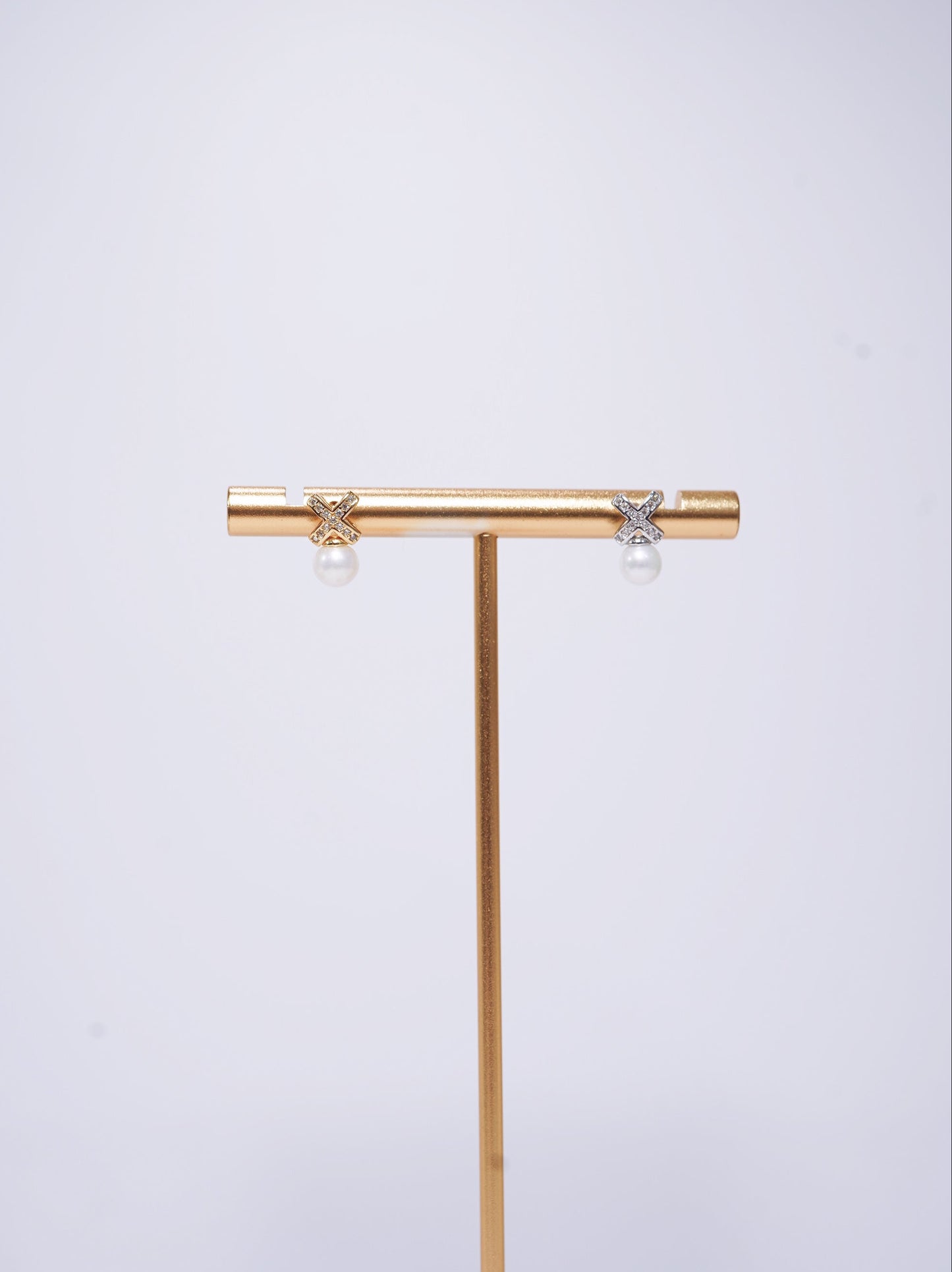 Mini Cross Freshwater Pearl Earrings