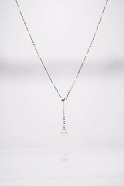 Minimalism Y-shaped Adjustable Round Freshwater Pearl Necklace