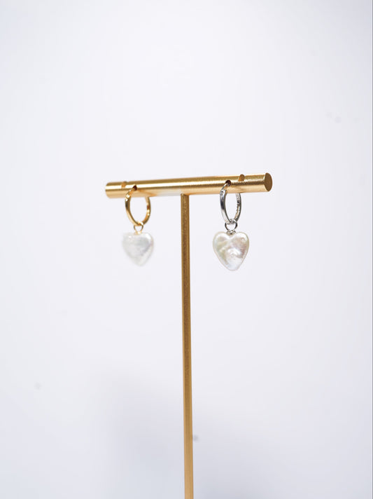 'Hoop Hearts' Freshwater Pearl Earrings