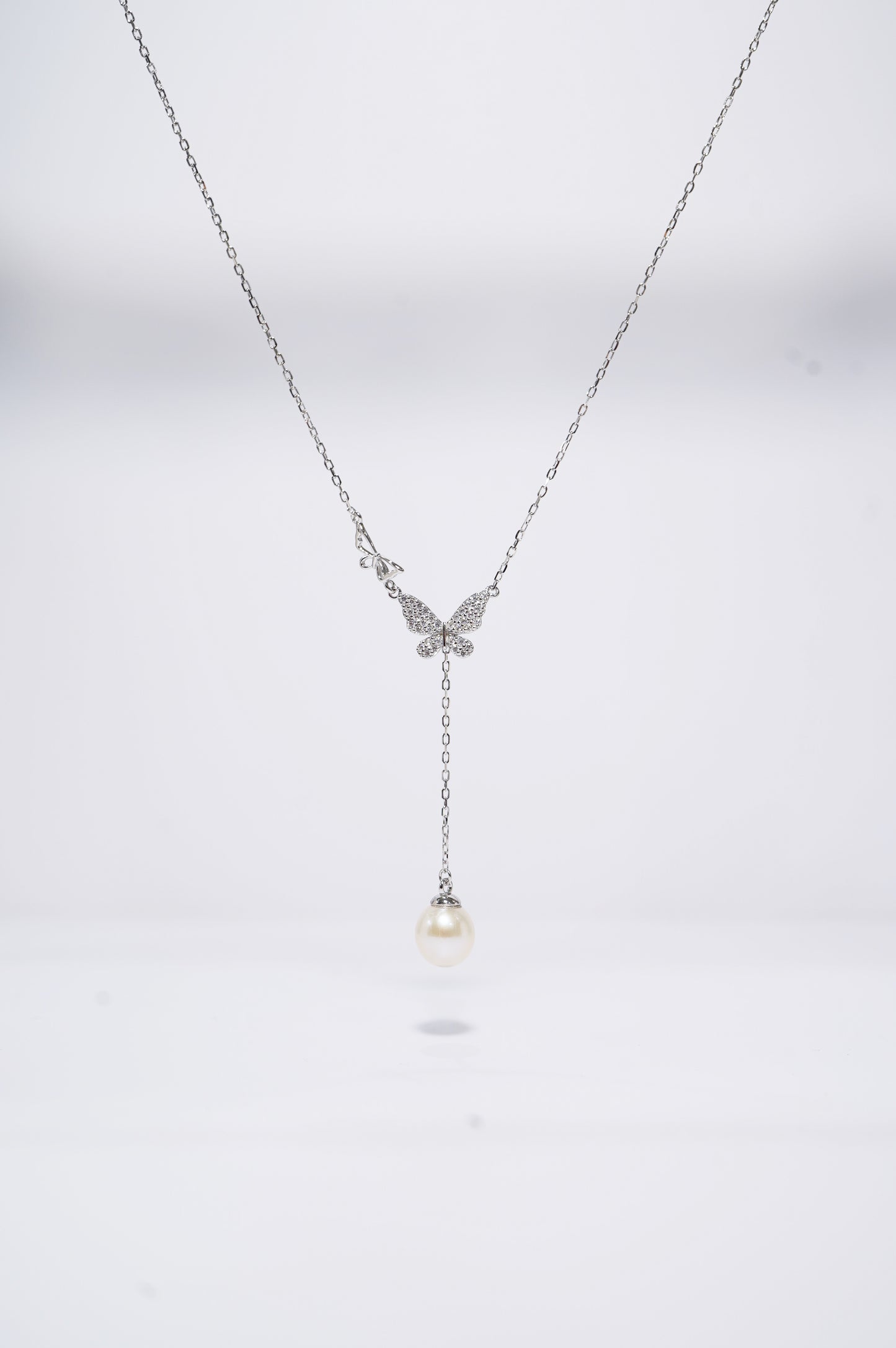 Butterfly In The Sky Round Freshwater Pearl Y-shaped Necklace