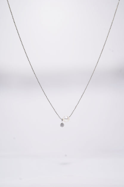 Cutest Zircon Round Freshwater Pearl Necklace