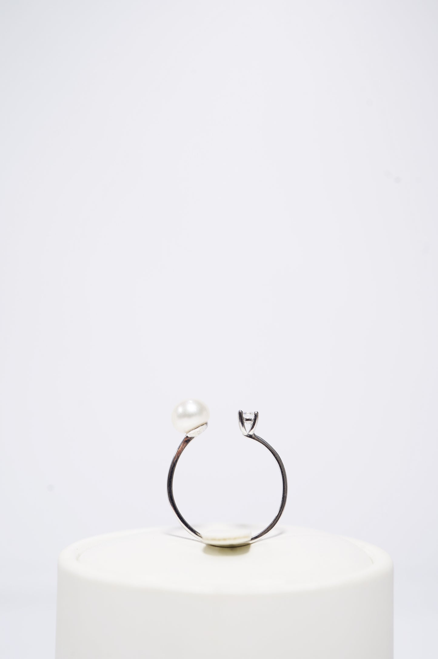 ‘Diamond' Bun Freshwater Pearl Ring