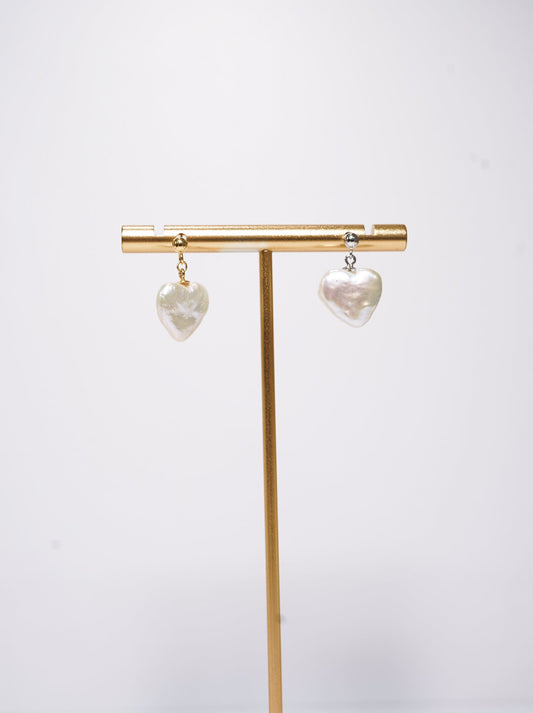 Heart Drop Freshwater Pearl Earrings