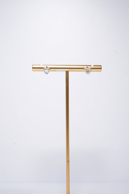 Cutie Heart Shaped Quartz Stud Earrings