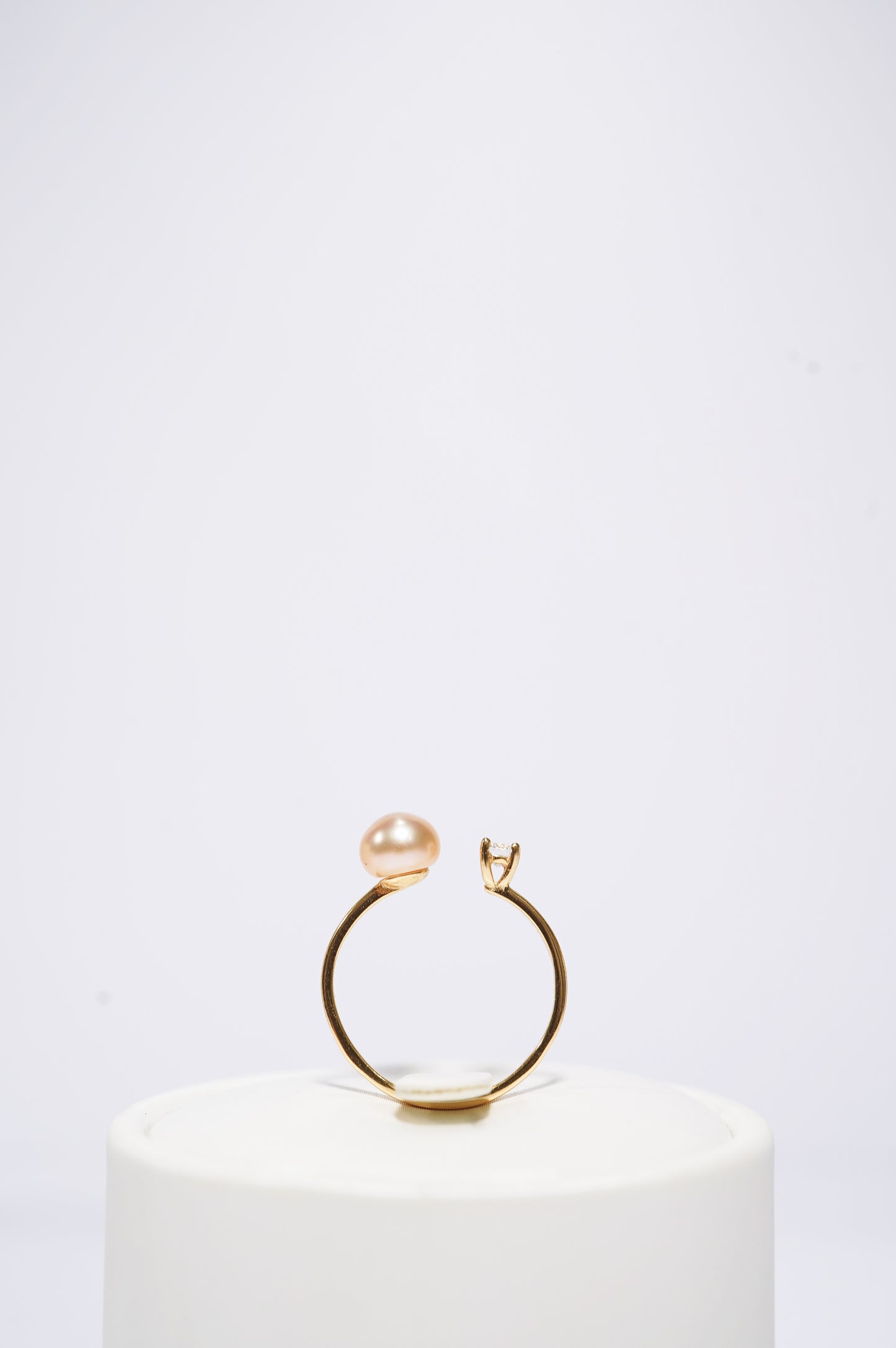 ‘Diamond' Bun Freshwater Pearl Ring