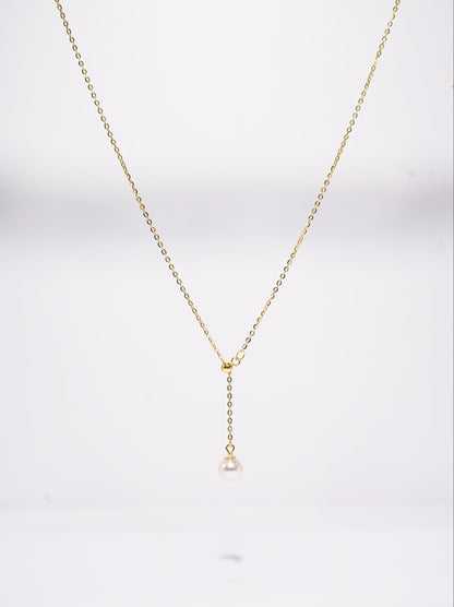 Minimalism Y-shaped Adjustable Round Freshwater Pearl Necklace