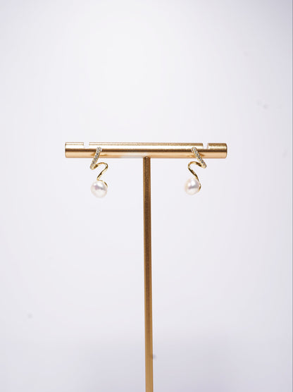 Silk Ribbon Freshwater Pearl Earrings