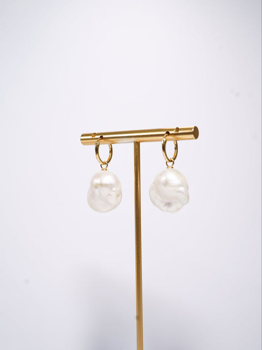Baroque Freshwater Pearl Hoop Earrings