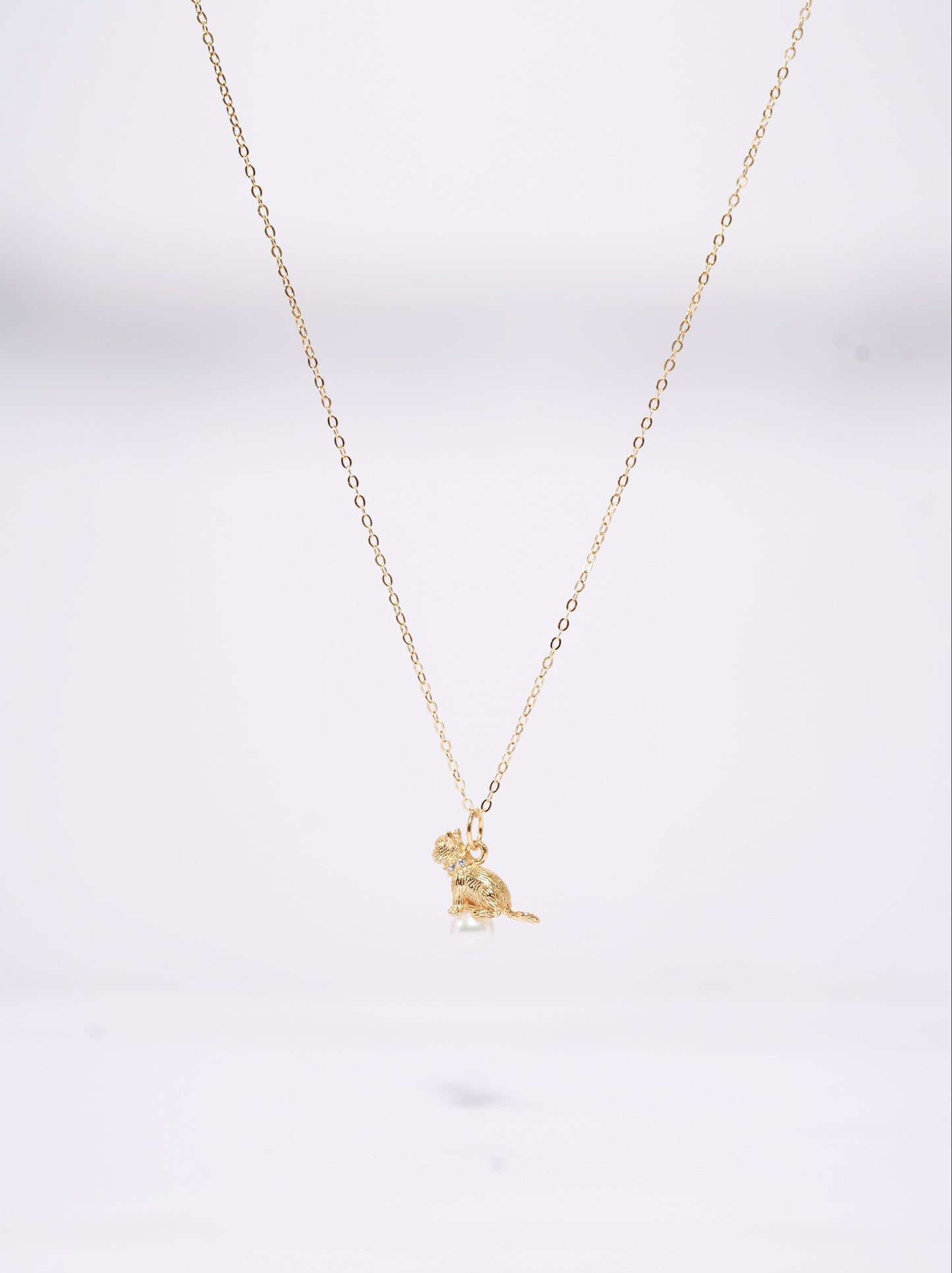 Mini Craft Cat Freshwater Pearl Necklace