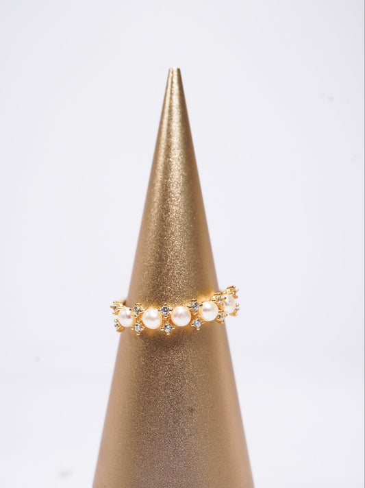 ‘Wreath' Bun Freshwater Pearl Ring